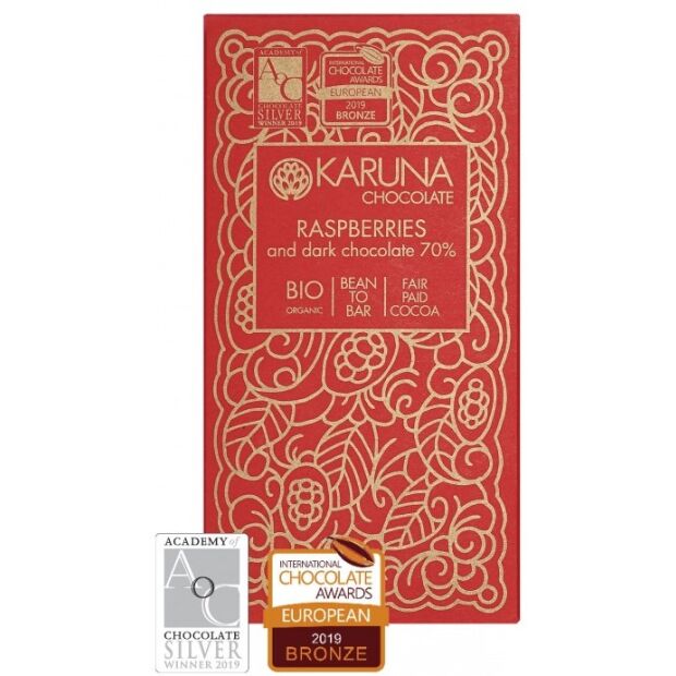 Karuna Cioccolato Belize 70% con lampone BIO